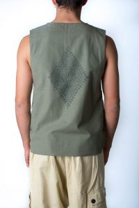 ALGODÓN Y LINO CON SERIGRAFIA EN VERDE
