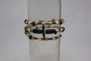 TAGUA PLANA, AÇAÍ, VERTEBRAS, CRISTAL, MADERA Y LATÓN